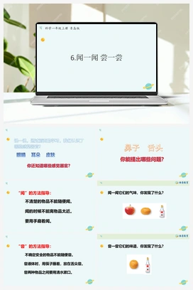 青岛版小学科学一年级上册第6课 闻一闻 尝一尝（课件12张PPT+教案+学案+练习含答案）