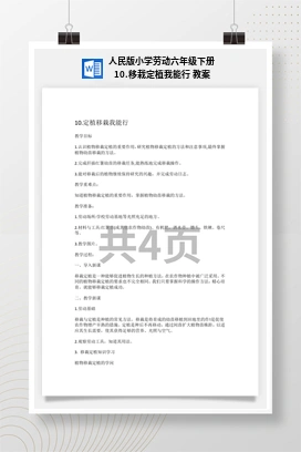 移栽定植我能行 教案 人民版小学劳动六年级下册