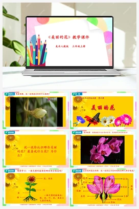 第10课 美丽的花（课件+教案+视频） 人教版小学美术三年级上册