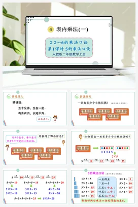 人教数学二年上 第四单元 表内乘法一 – 5的乘法口诀课件 教案