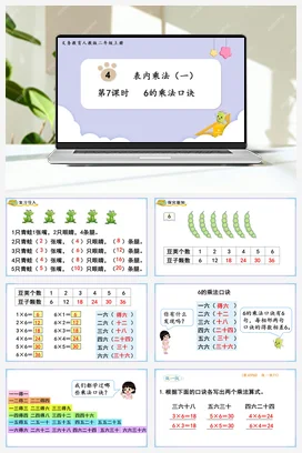 人教数学二年上 第四单元 表内乘法一 – 6的乘法口诀课件 教案