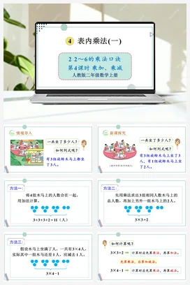 人教数学二年上 第四单元 表内乘法一 – 乘加乘减课件 教案