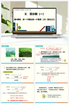 人教版数学六上 第六单元 百分数一 – 求一个数比另一个数多（少）百分之几