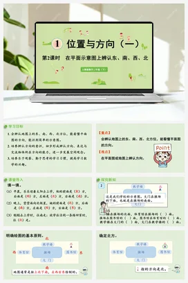 人教版数学三下 第一单元 第2课时 在平面示意图上辨认东、南、西、北 课件