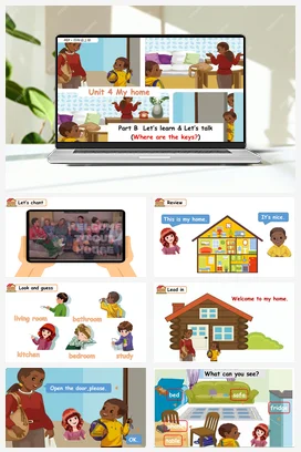 人教PEP版英语四上 Unit4 My home B let’s talk and learn 新课标课件 单元整体教学设计 素材