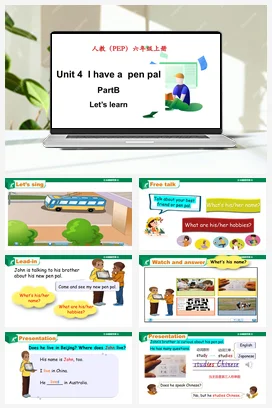 人教PEP版六上 Unit 4 I have a pen pal B Learn课件+单元整体教学设计