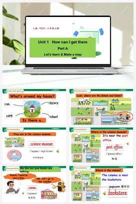 人教PEP版六上 Unit1 How can I get there! A Let’s learn 课件+单元整体教学设计