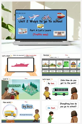 人教PEP版六上 Unit2 Ways to go to school Part A let’s learn 新课标课件+ 单元整体教学设计+ 素材
