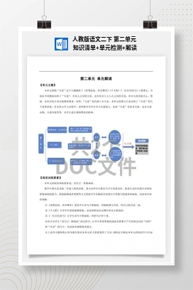 人教版语文二下 第二单元 知识清单+单元检测+解读